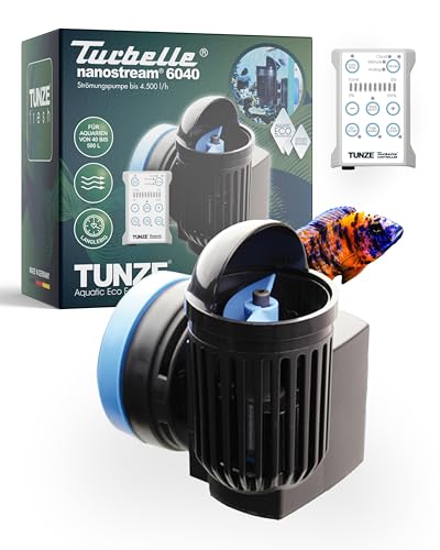 TUNZE Strömungspumpe Turbelle nanostream 6040 I Pumpe mit 200-4.500l/h Strömungsleistung I Propellerpumpe mit Magnet Holder & Silence Klemme bis 15mm Glasstärke I Wasserpumpe für Süßwasser-Aquarium