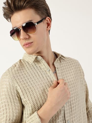Image of Thomas Scott Men's | Solid | Textured Fabric | Full Sleeve | Slim Fit | Polyester-Blend | Spread Collar | Casual Shirt