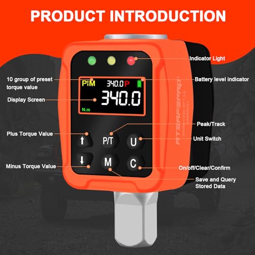 ATsafepro Digital Torque Adapter 1/2" 17-340 Nm,Digital Torque Wrench with Colour LCD Display with Buzzer, 1/4” & 3/8” Adapters for Car & Motorcycle Maintenance 2 ATsafepro Digital Torque Adapter 1/2" 17-340 Nm,Digital Torque Wrench with Colour LCD Display with Buzzer, 1/4” & 3/8” Adapters for Car & Motorcycle Maintenance - Image 2