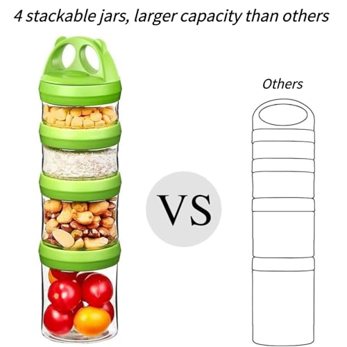 SELEWARE Portable stackable food storage containers for snacks and drinks, twist-lock system, airtight, leak-proof, BPA and phthalate free, Blue and Green