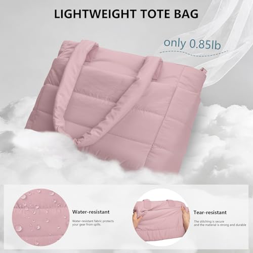 Image of Puffer Tote Bag for Women Quilted Nurse Bag Lightweight Work Bag for Teacher Travel Handbag with Multiple Pockets