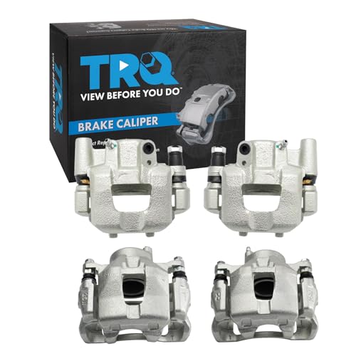 Image of TRQ Front and Rear Brake Caliper Set Zinc Coated Brackets Compatible with 2005-2010 Scion tC