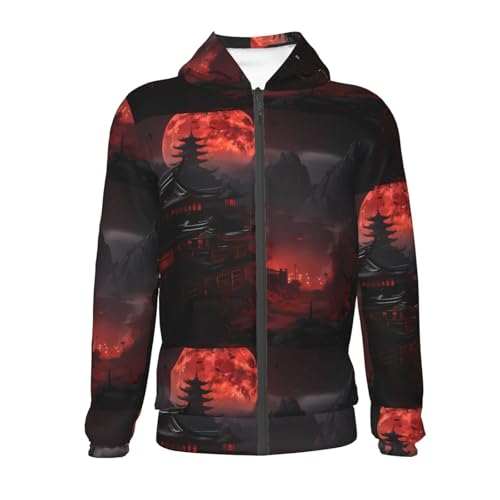 Shogun Blood Moon Kids Pullover Hoodies Boys Zip Up Sweatshirts Girls Athletic Clothes with Pocket2