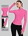ZHENWEI Workout Jackets for Woman Zip Up Athletic Long Sleeve Tops Fitted Gym Outfits with Thumb Holes (Pink Leopard, XS)