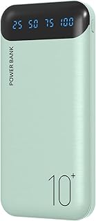 Power Bank 10000mAh Portable Charger Slim External Battery Pack with 2 USB 2.4A Outputs and USB C in/Out Compatible with Huawei iPhone 16 15 14 13 12 iPad Samsung Galaxy S20 Android Tablet (Green)