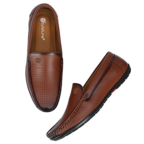 Image of Stylelure Men Synthetic Leather Perforations Suede Loafers
