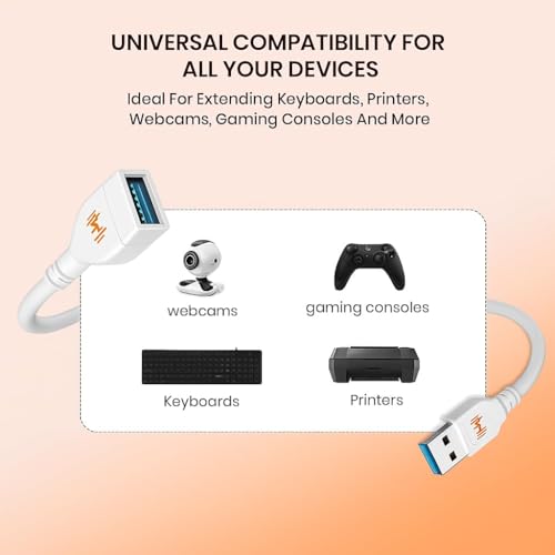 Image of USB 3.0 Extension Cable - High Speed Data Transfer up to 5Gbps, Male to Female Extension Cord for PC, Laptop, Printer, Hard Drive, Keyboard & More (USB CABLE 3M)