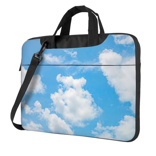 Bolsa para laptop con nubes azules y blancas con correa ajustable de hombro maletín portátil