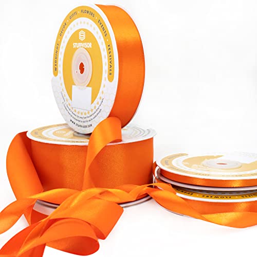 Stuffvisor Orange Satin Ribbon, 1/2 Inch X 50 Yards, Double Face Solid Color Ribbon Roll, 100% Polyester Ribbon For Gift Wrapping, Crafts, Hair And Multiple Decorations #TOP2