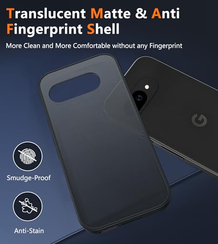 Image of FNTCASE for Google Pixel 9a Case: Frosted Translucent Matte Shockproof Slim Protective Case - Military Grade Drop Proof Anti-Fingerprint Hard Back Cell Phone Cover (6.3 inch /Black) | Frosted