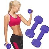 A Pair Dumbbell Barbell Neoprene Coated Weights 12 Pound Purple All-Purpose Color Coded Dumbbell for