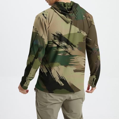 UV Protection Shirts for Men Swimming Outdoor Hiking Fishing UPF 50+ Sun Rash Guard Top Camo Long Sleeve Hood Hoodies3