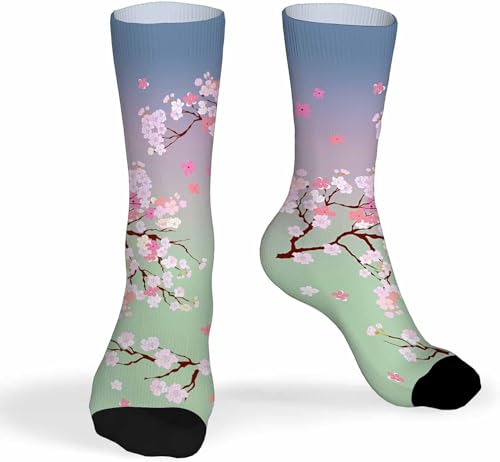 Wpamlrta Calzini unisex divertenti regali per donne uomini novità Crew Socks, Fiori di ciliegio, Taglia unica