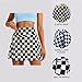 Keeawou Womens Black and White Checkered Flag Tennis Skirt Athletic Skirts with Pockets Shorts High Waisted Golf Skort for Workout Pickleball Medium