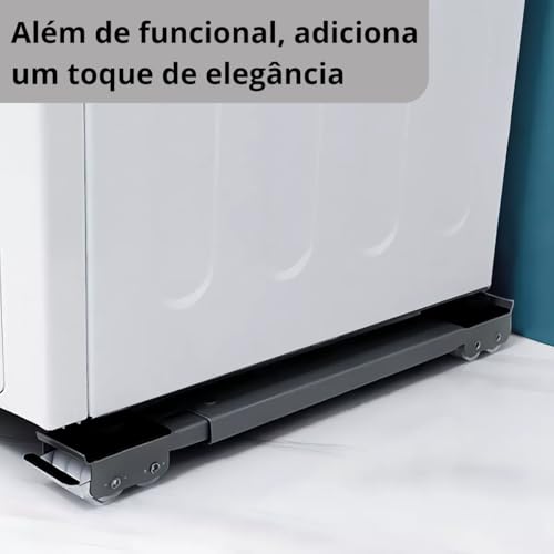 Base Suporte Ajustável com Rodinhas para Geladeira, Fogão, Máquina de Lavar e Móveis resistente refo