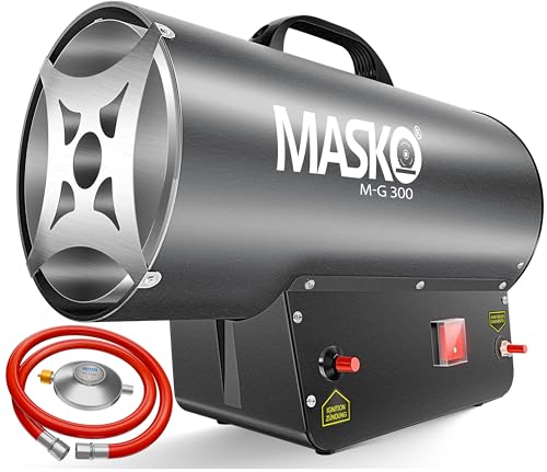 MASKO® Termoventilatore a Gas Riscaldatore 30 KW generatore d'Aria Calda con Tubo del Gas Antracite