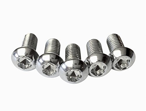 Set (5) Chrome Front Rotor Torx Head Grade 8 Bolts for Harley-Davidson, Custom Chopper Brakes