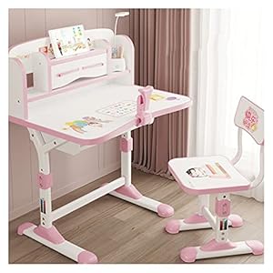 Bureau met plank Hefbare studie bureau thuis bureau basisschool student schrijft bureau en stoel set bureau kind werk bureau studie bureau witte computer bureau (Color : Pink)