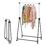 Top Home Solutions® Clothes Rail, Chrome Heavy-Duty Adjustable Collapsible Clothing Rack with wheels Open Wardrobe for Bedroom