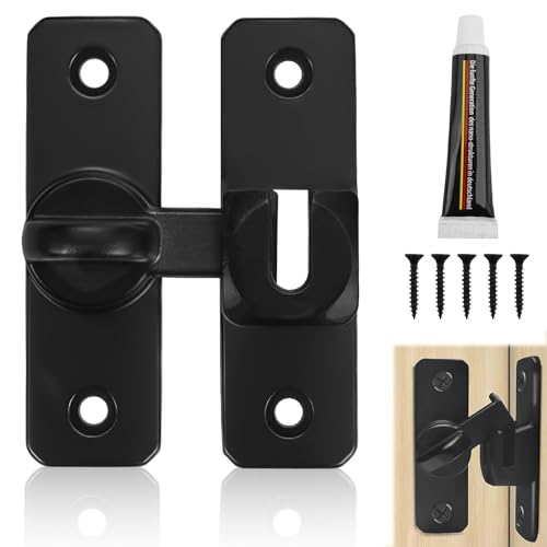 Pestillo Puerta Corredera, 90°/180° Cerradura Pestillo para Puerta, Pestillo de Cerradura Pestillo Puerta, Cerrojo Puerta Interior, Cierre Puerta Corredera para Jardín Ventana Baño Puertas, Negro
