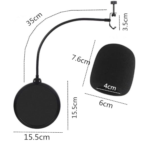 Anti-Pop Microphone, Microphone Anti Pop Filter, with 3 Sponge Microphone Windproof - Image 2
