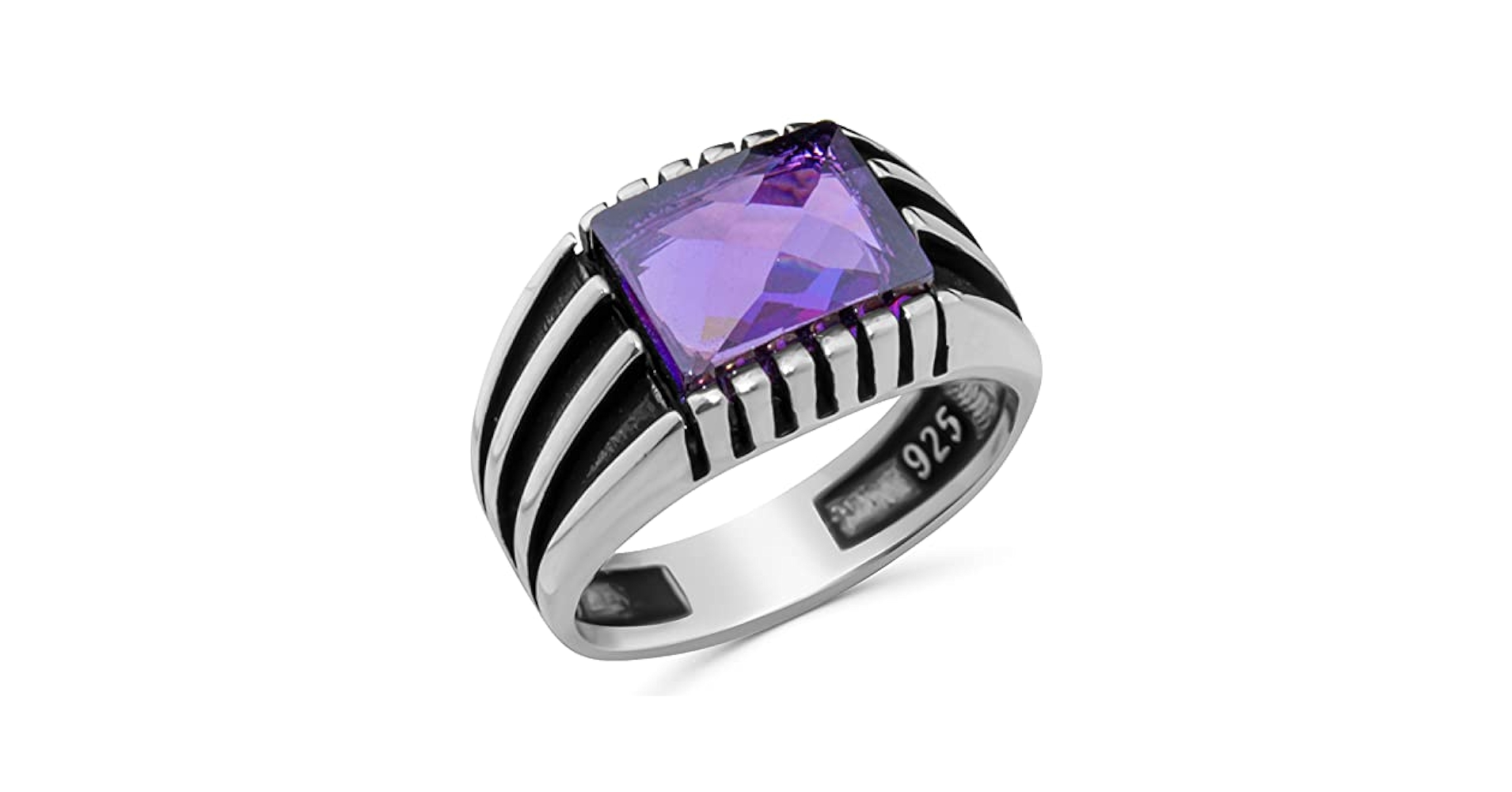 SILVER925 PURPLE STONE DESIGN RING/リング Silver Ring, 925 Sterling Silver, Purple Stone, Cubic