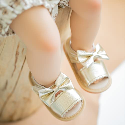 Image of Babelvit Infant Baby Girl Boy Sandals Comfort Premium Summer Outdoor Casual Beach Shoes with Flower Bowknot Anti Slip Rubber Sole Newborn Toddler Prewalker First Walking Shoes