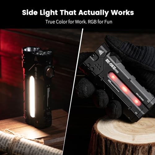 Image of LOOP GEAR SK05 Pro 2 High Lumens EDC Flashlight with 5000LM & 410M | Rechargeable Flat Flashlight with 8000mAh Battery,Powerful LED Light with Magnetic & Clip,Strobe /SOS for Camping Survival