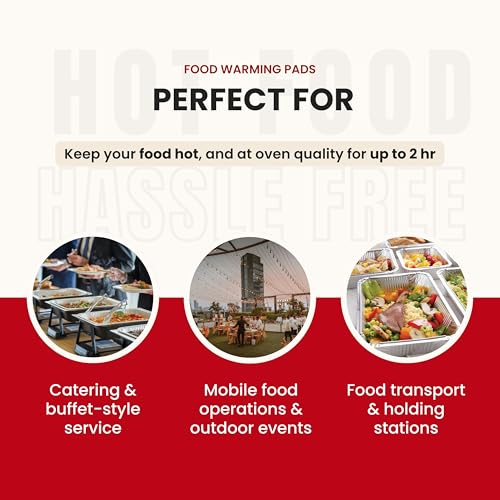 Image of Heats Flameless Food Warming Pads (72-Pack) - Full Size Food Warmers for Parties Buffet - Party Buffet Servers and Warmers - Heating Pads for Chafing Dish - Must-Have Catering Supplies