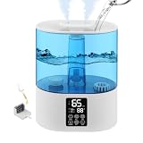 5.2L Humidifiers for Bedroom and Plants, Cool Humidifier for Baby and Plants Mist Top Fill Desk Humidifiers Essential Oil Diffuser, Quiet Humidifiers with Adjustable Mist,Auto Shut-Off,360°Nozzle-WB
