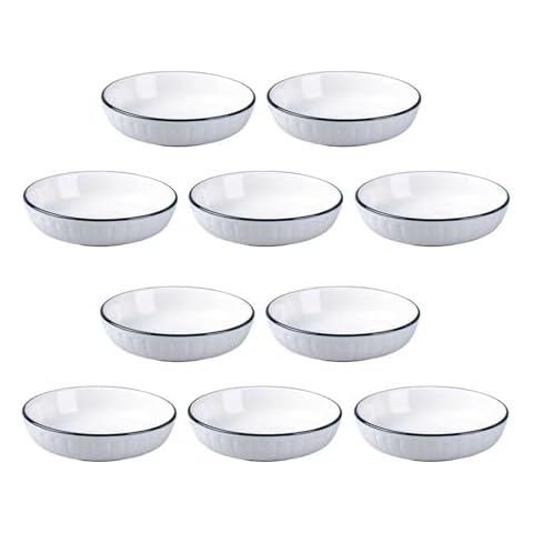 CHPINDAM Ceramic Seasoning Dishes,Small Dip Bowls Set of 20,Ceramic Side Dishes Bowl,Sushi Dipping Bowl,Suitable for Ketchup,Sushi Dipping，appetizer，seasoning Kitchen Tableware (10) Cover