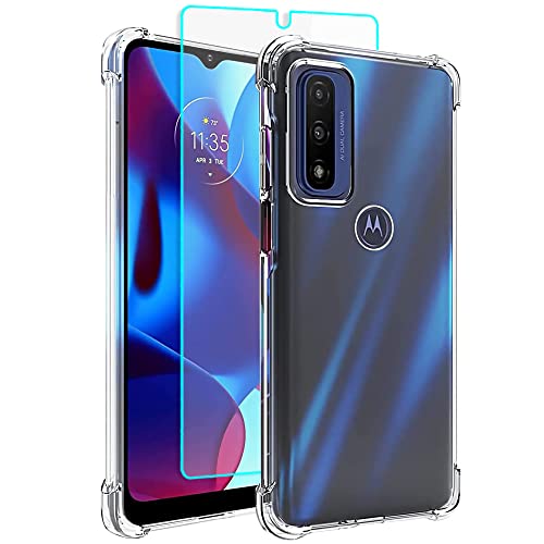 for Moto G Play 2023 Case: Moto G Pure Case and Screen Protector, Shockproof Crystal Clear Slim Soft Silicone TPU Protective Phone Cover for Moto G Play 2023 (Clear)