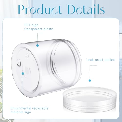 Image of Patelai 4 Pcs Plastic Jars Wide Mouth with Lids,6 Ounce,Clear