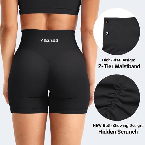 YEOREO Workout Shorts Womens Butt Lifting 4.5" Seamless Hidden Scrunch High Waist Gym Tummy Control Christiy Biker Shorts3