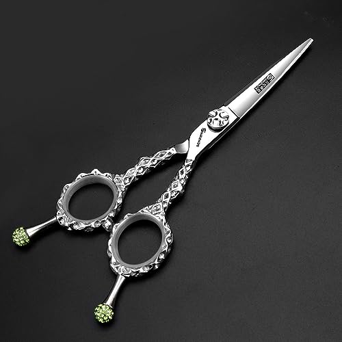Ciseaux de coupe de cheveux double émeraude 6 pouces en acier de haute précision - 4