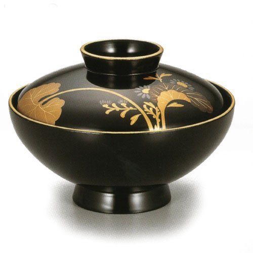 Amazon.co.jp: 越前漆器 木製フタ付き雑煮椀 富貴 吸物椀 5客