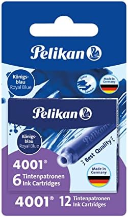 Pelikan Naboje Atramentowe do Piór Wiecznych | 12 szt | Wymienne Wkłady | Wymiana Atramentu Tuszu | Intensywny Wyraźny Trwały Kolor | Kaligrafia Pisanie Ręczne do szkoły Pracy Biura | Niebieskie