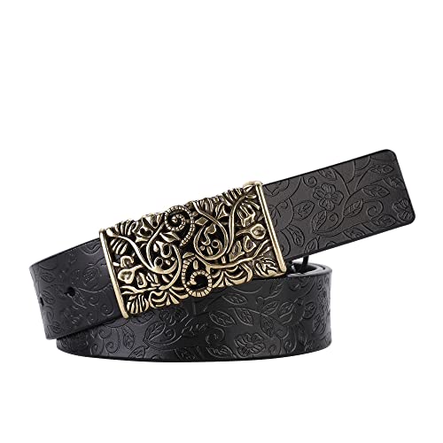 Ladies' Vintage Belt-Genuine Leather,Adjustable Sizing,Timeless Design for Dresses,Skirts,and Jeans, Retro Elegance
