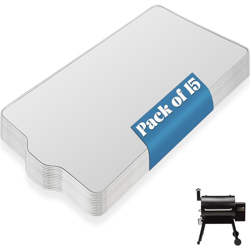 GORGERILA 15-Pack BAC520 Drip Tray Liners for Traeger Pro 780 Pellet Smoker Grill Disposable Aluminum Grill Liners for Traeger Pellet Grills Heat-Resistant Grill Accessory