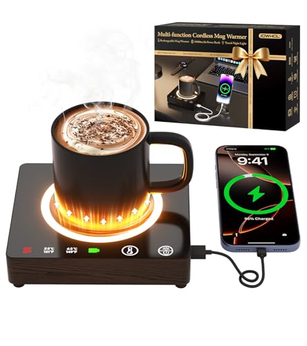 Mug Warmer, Cordless 180 Min Battery Life, 10000mAh Portable Charger, Wireless Coffee Cup Warmer for...