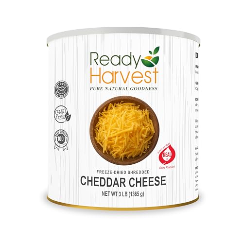 Ready Harvest Freeze-Dried Shredded Cheddar Cheese for Emergency Food Storage Camping Supplies and Survival Kits | Real Dairy | #10 Can | 30-Year Shelf Life | 1 Can