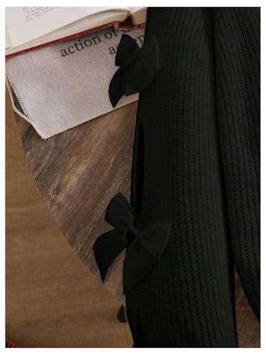 Girl's Cute Bow Sweaters Cutout Long Sleeve Knitted Pullovers Kawaii Fall Tops4