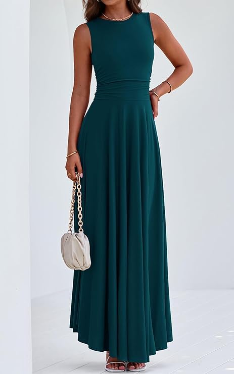 Image of PRETTYGARDEN Womens Summer Dresses 2026 Casual Sleeveless Crewneck Aline Maxi Dress Stretch Tank Flowy Long Dresses