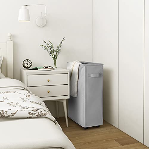 Chrislley 45L Slim Laundry Hamper Narrow Laundry Basket With Handle With Wheels Narrow Rolling Laundry Basket #TOP6