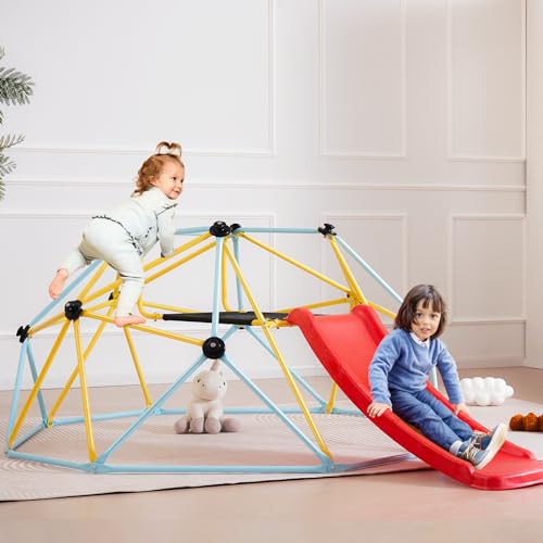 VEVOR Climbing Dome, 8FT Jungle Gym with Slide, Geometric Dome Climber Supports 600LBS and Easy Assembly for Kids 3 to 9 Years Old, with Climbing Grip, Outdoor and Indoor Play Equipment for Kids by VEVOR - Image 8