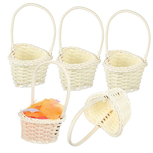 Cabilock 10Pcs Woven Wedding Flower Basket Handheld Decorative for Fruits Petals Candy Versatile Storage for Weddings Home Decor