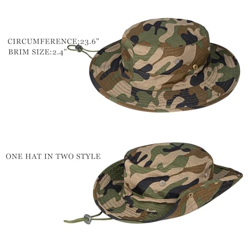 Image of Sun Hats for Men Women Boonie Hat Foldable Fishing Hat UPF 50+ Bucket Hat for Fishing Hiking Garden Safari Beach