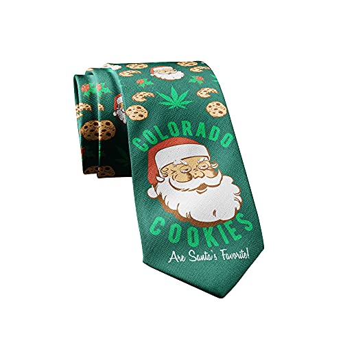 Crazy Dog T-Shirts Funny Christmas Tie for Men – Colorado Cookies Are Santa's Favorite Necktie – Novelty Holiday Party Gag Gift for Humorous Festive Outfit