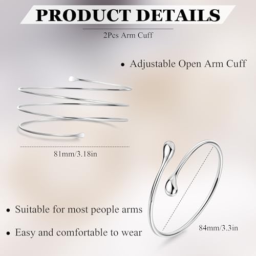 2Pcs Arm Cuff Gold Upper Arm Cuff for Women Adjustable Upper Arm Bracelets Open Irregular Arm Bangle Minimalist Coil Swirl Armlets Armband Jewelry3