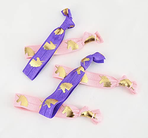 Ddazzling Girls Unicorn Hair Ties Elastic Hair Ties Party Favors (Purple Pink) #TOP2